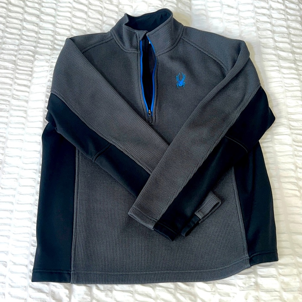 Black and Grey Spyder half zip thermal hoodie size XL